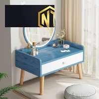 BÀN TRANG ĐIỂM NGỒI BỆT MÀU XANH HIỆN ĐẠI